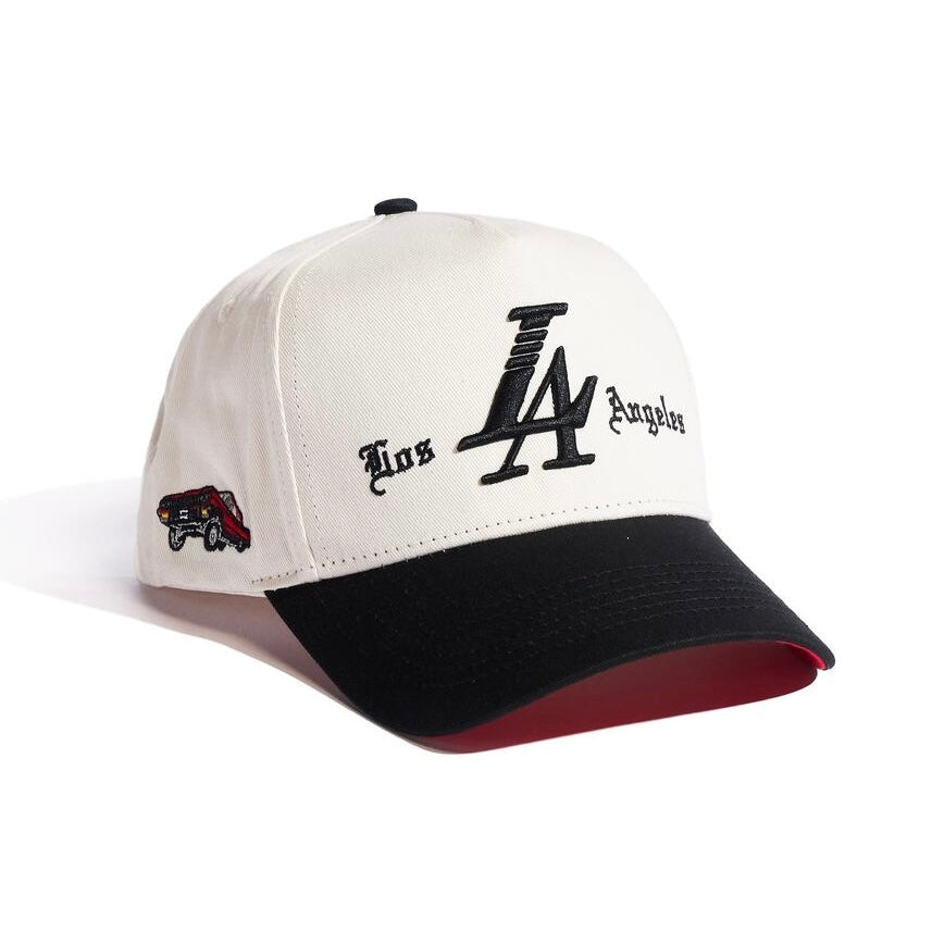 reference LA Vida SnapBack in cream and black
