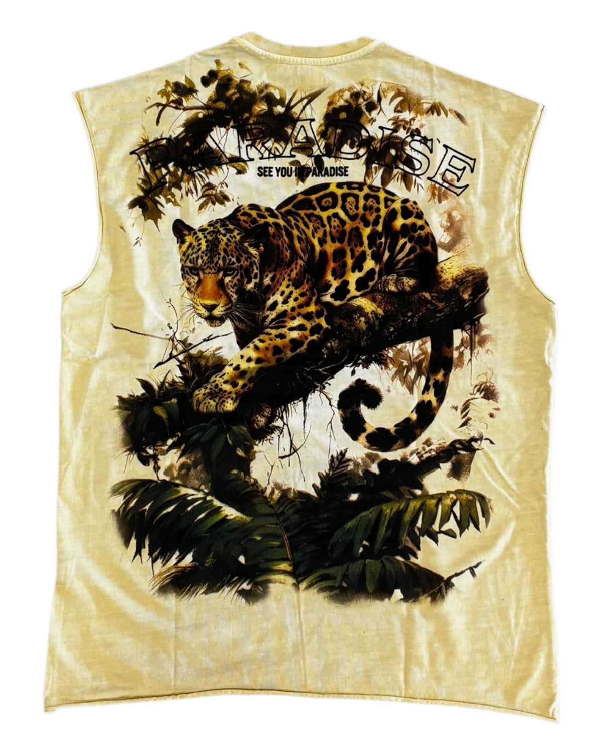 jordan craig paradise leopard muscle shirt in light khaki