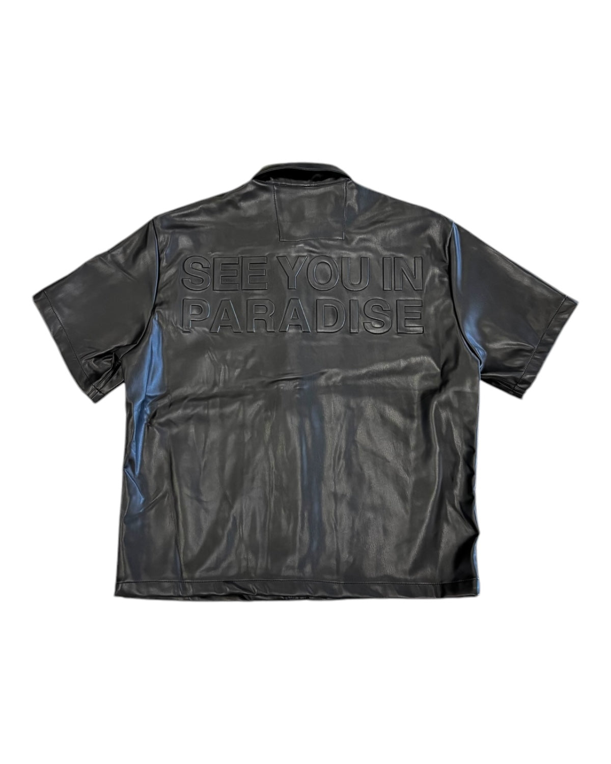 Jordan Craig see you in paradise PU leather shirt in black for men