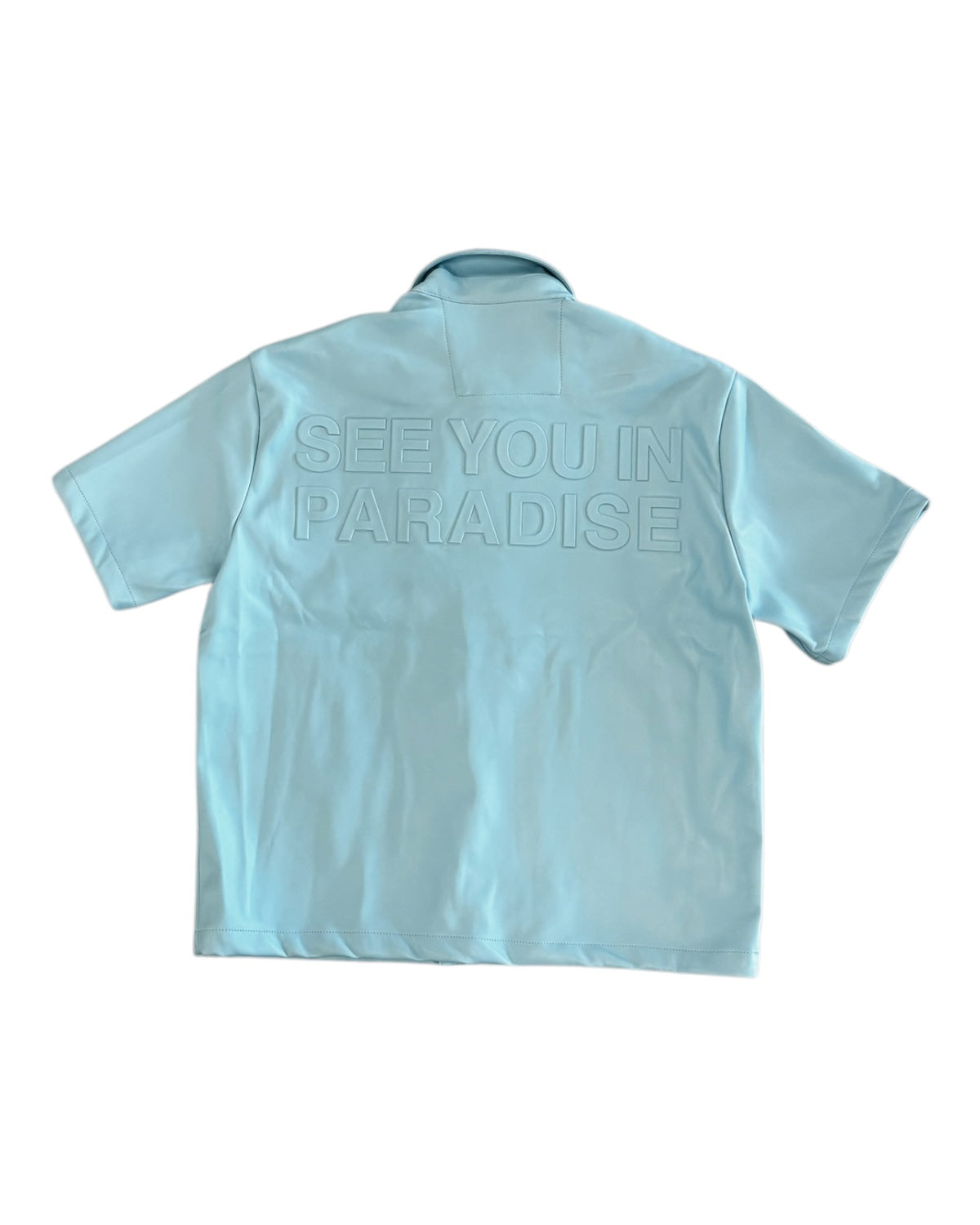 Jordan Craig see you in paradise PU leather shirt in sky blue for men