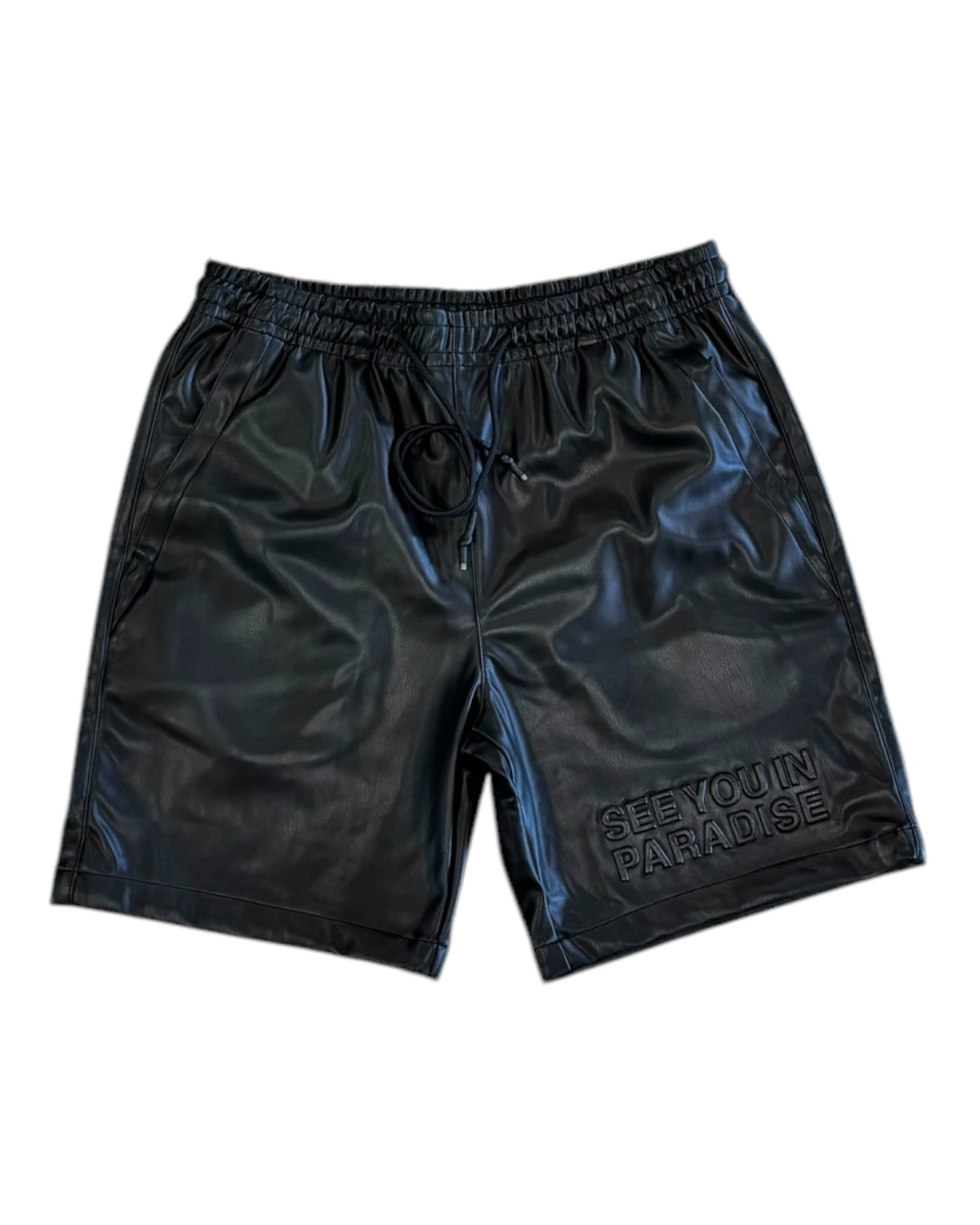 Jordan Craig see you in paradise PU leather shorts in black for men