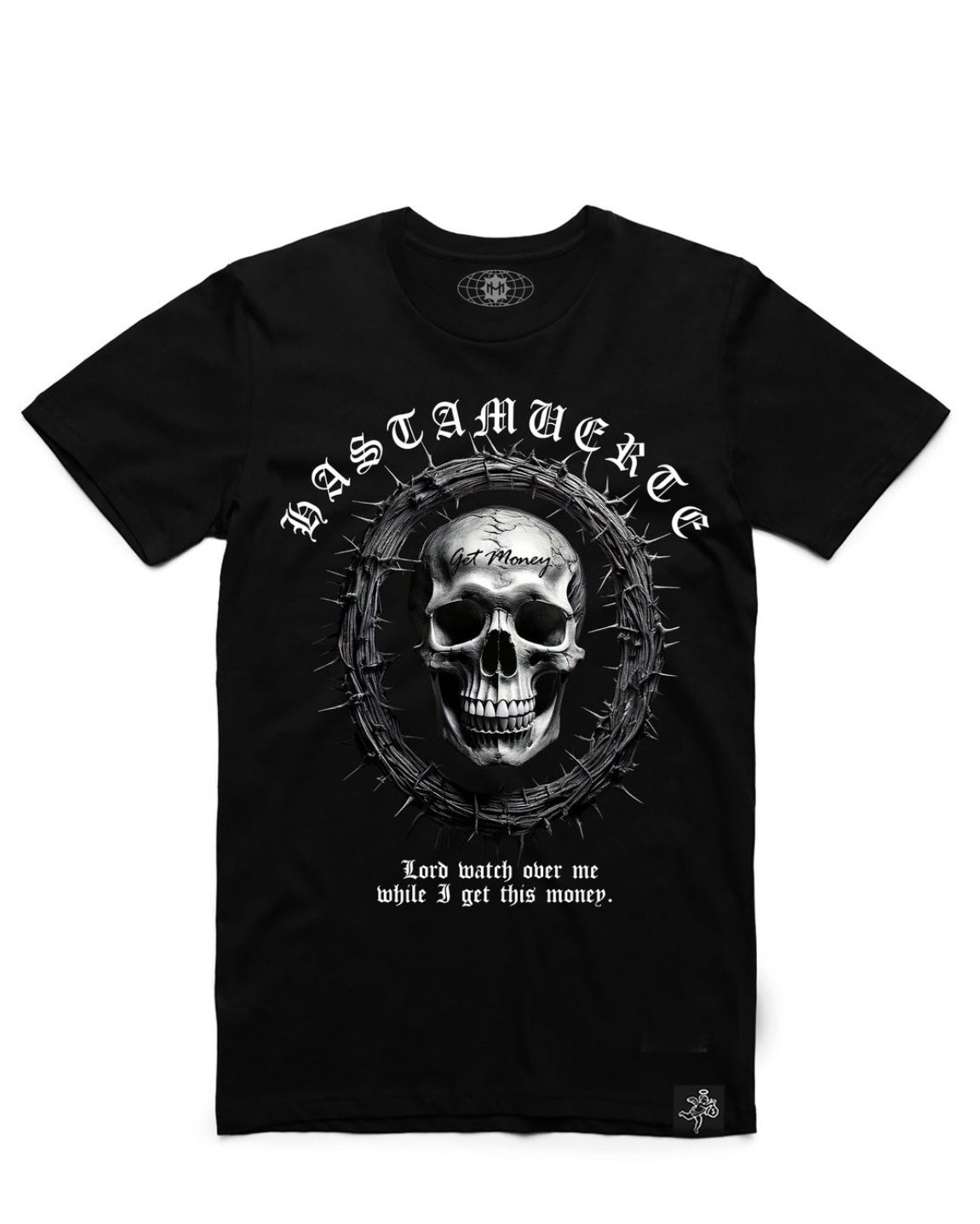 Hustle daily the mirror skull tee in black