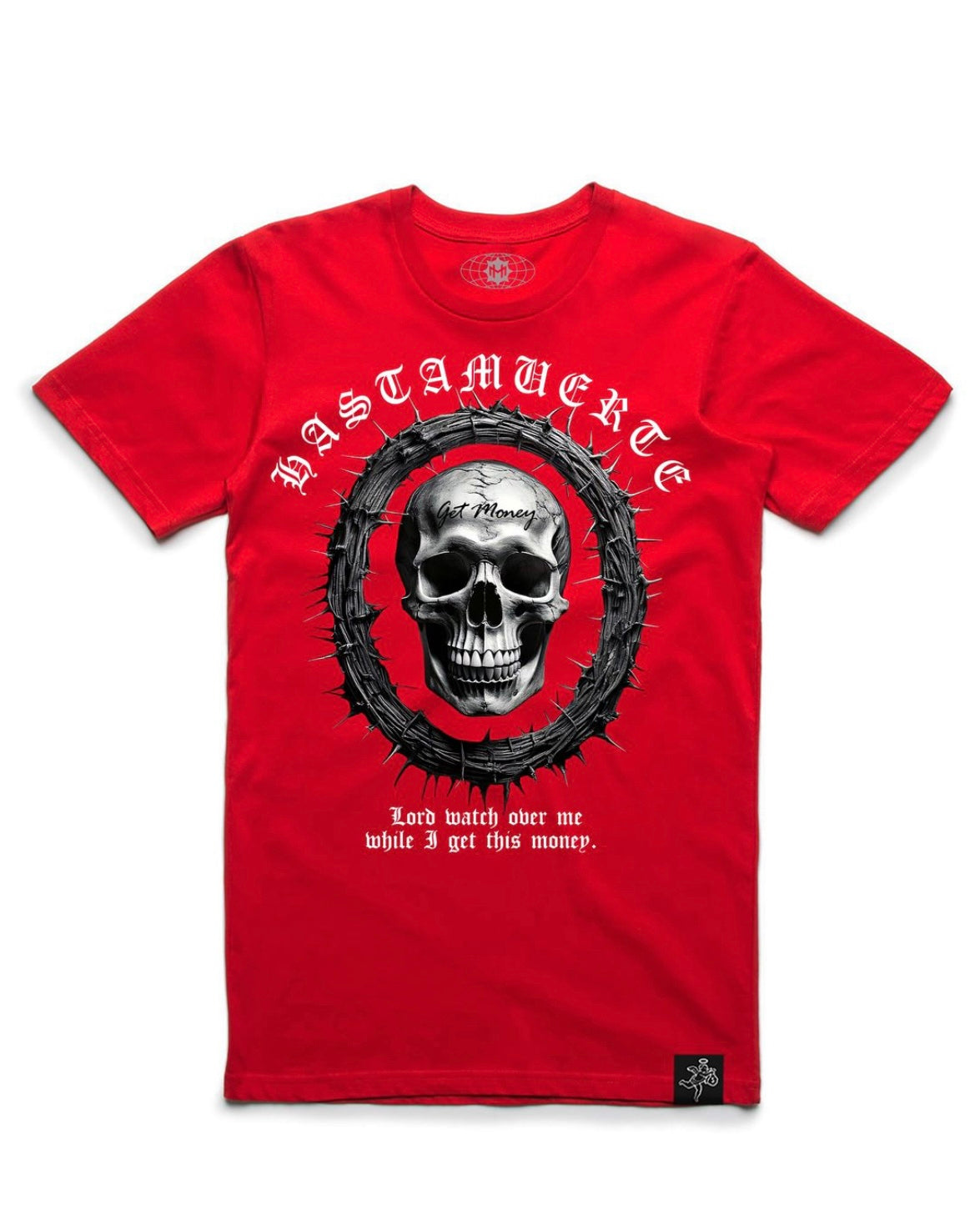 Hustle Daily the mirror skull tee in red