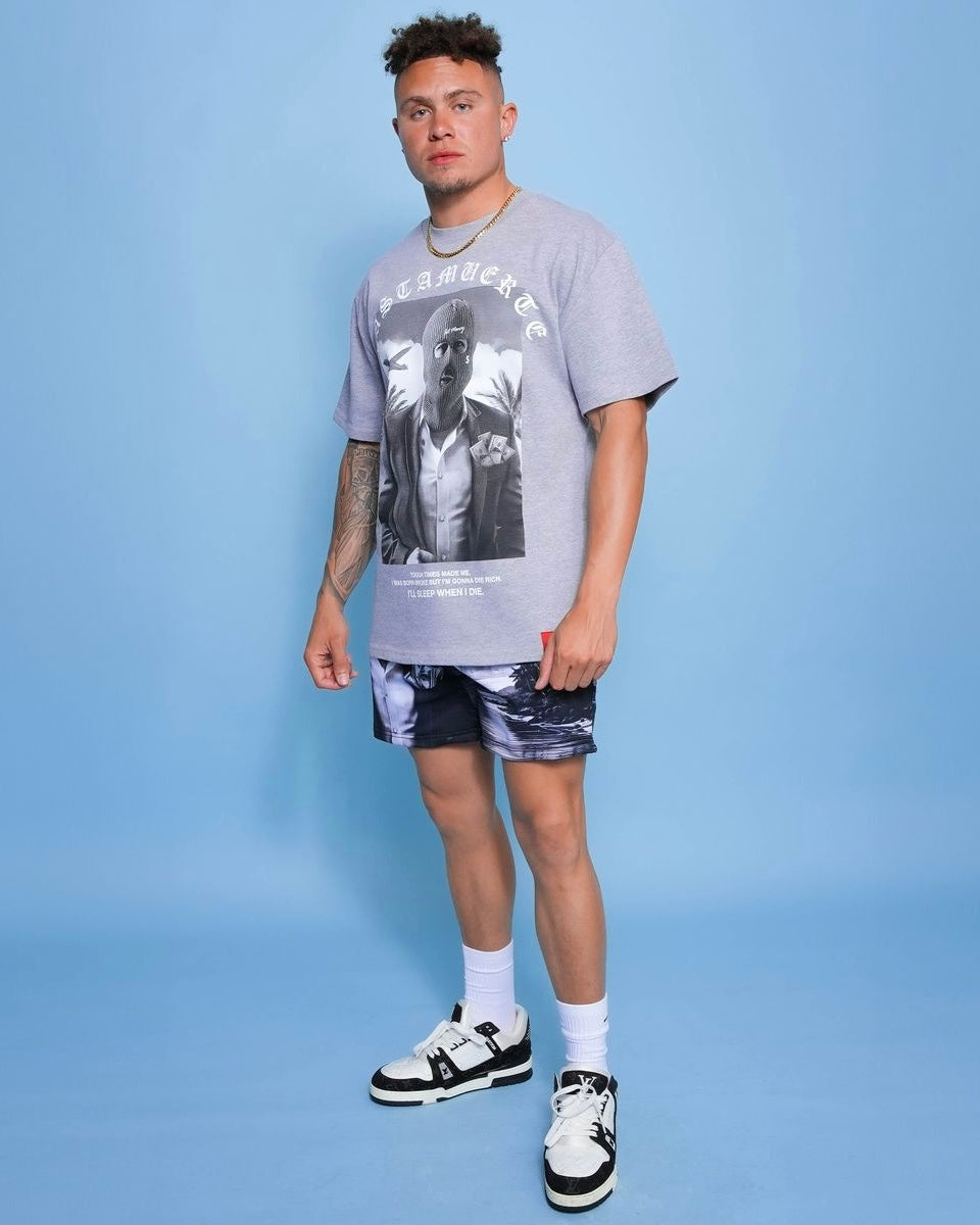 Hustle daily money island tee in heather grey