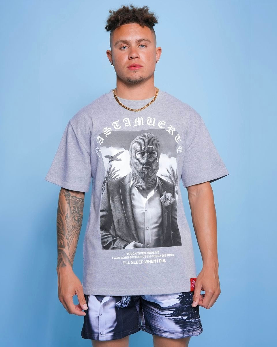 Hustle daily money island tee in heather grey