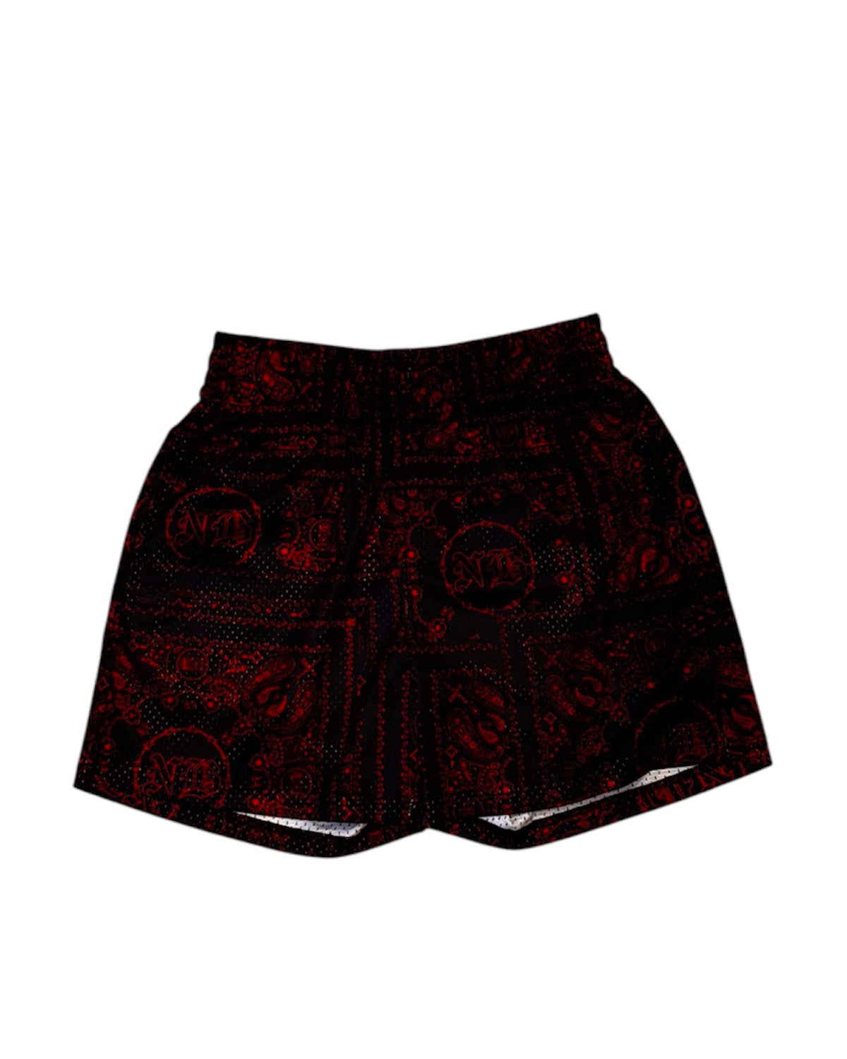NB Paisley Mesh Shorts In black and red color for men