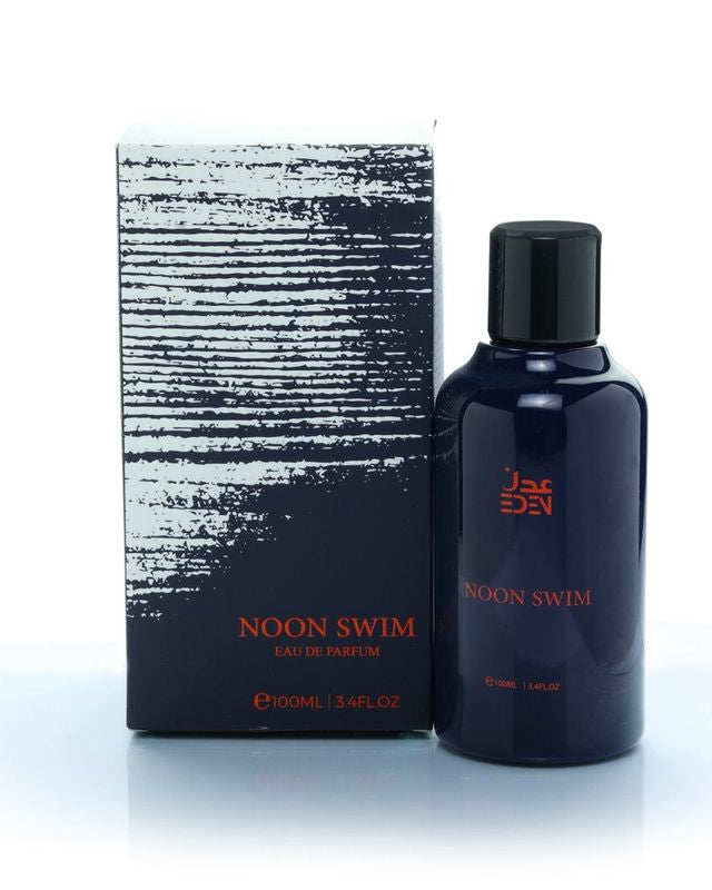 NOON SWIM perfume bottle and packaging on a white background