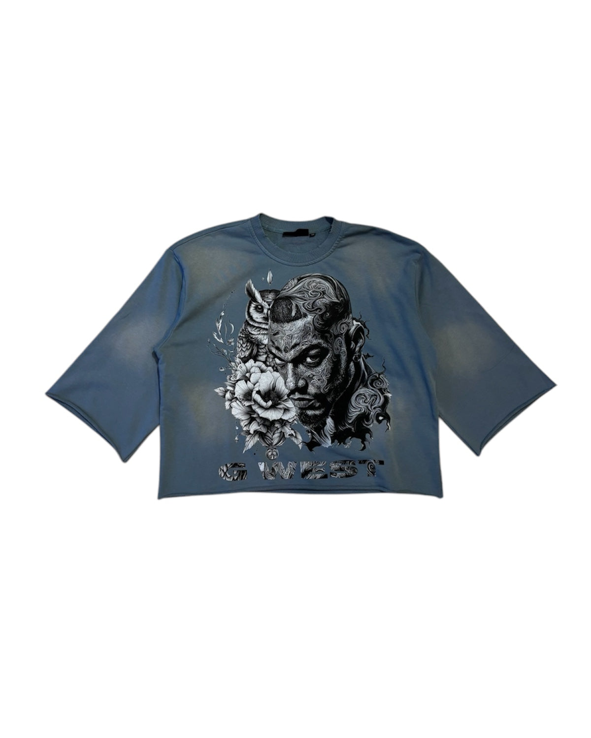 Owl Crop Tee In Blue Color