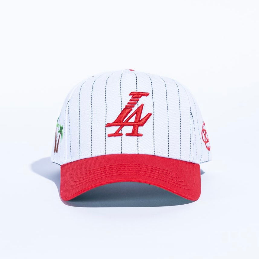 Reference paradise LA SnapBack in white and red