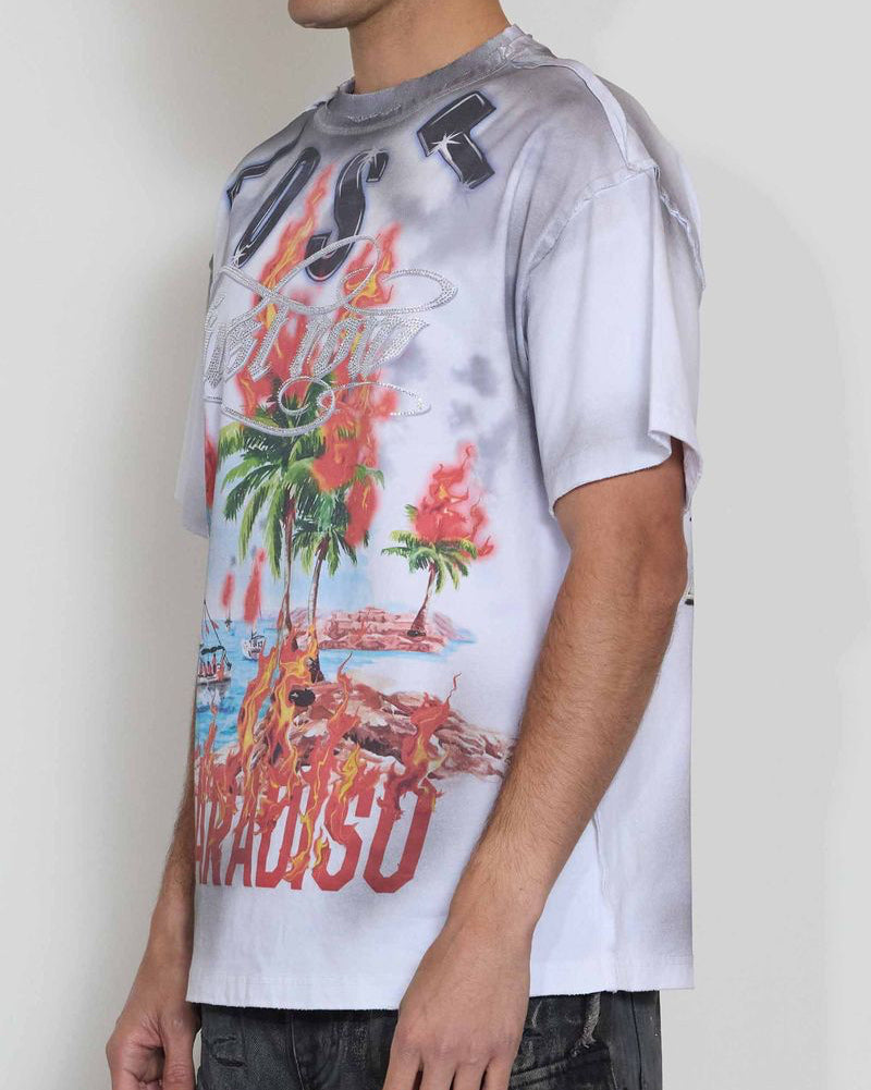 First row lost Paradise Electric Shock Skull tee in white