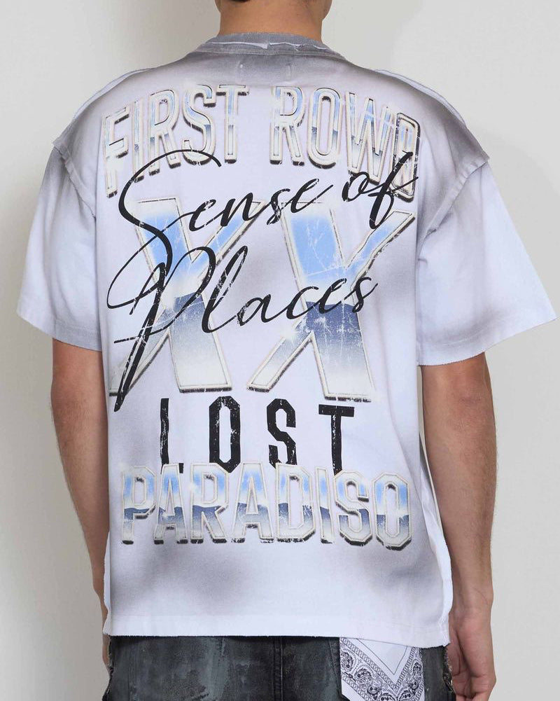 First row lost Paradise Electric Shock Skull tee in white