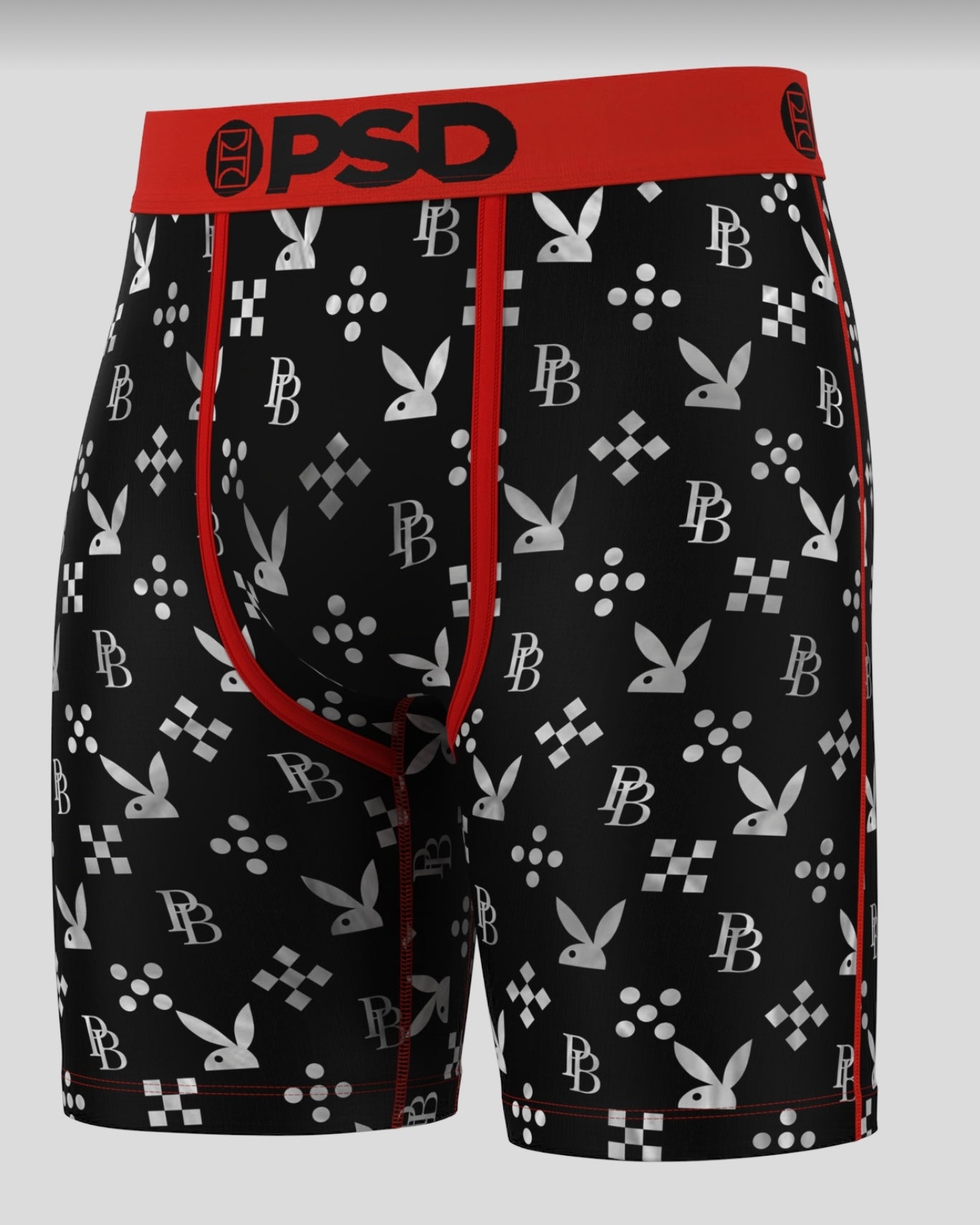 psd pb monogram briefs in black and red