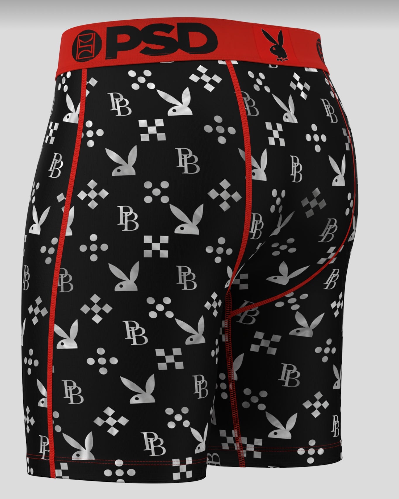 Psd pb monogram briefs in black and red