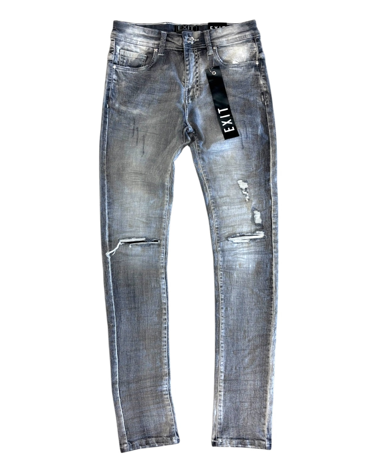 Washed Distress Knee Jean