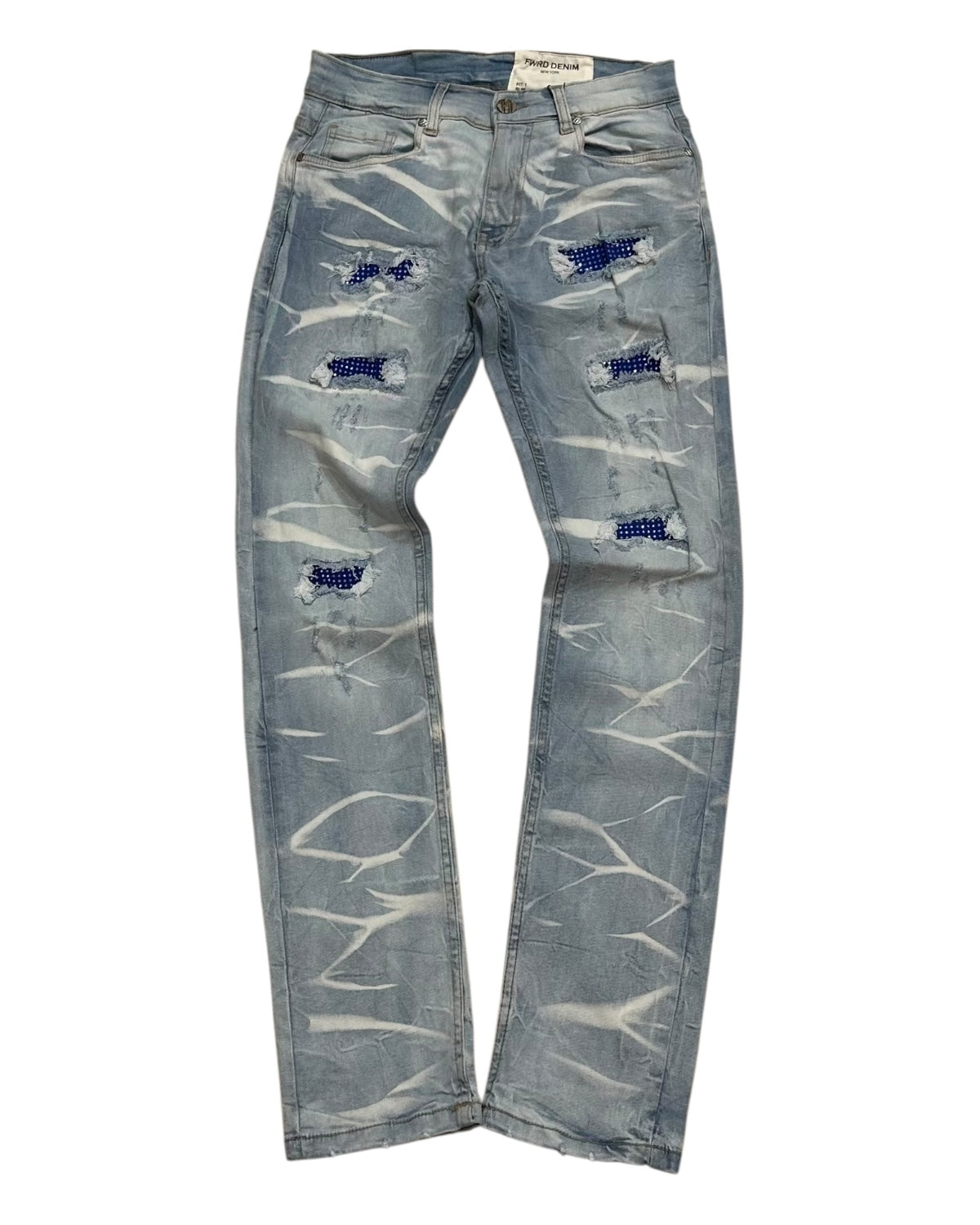 Crystal Cross Denim Pants