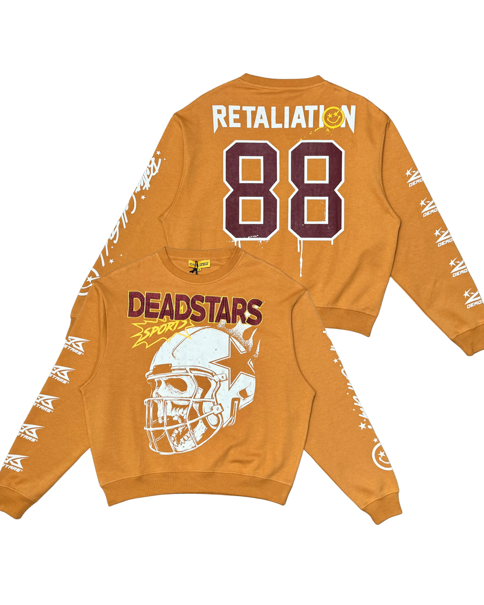 Timber sweatshirt with 'Deadstars' and 'Retaliation' text on a white background