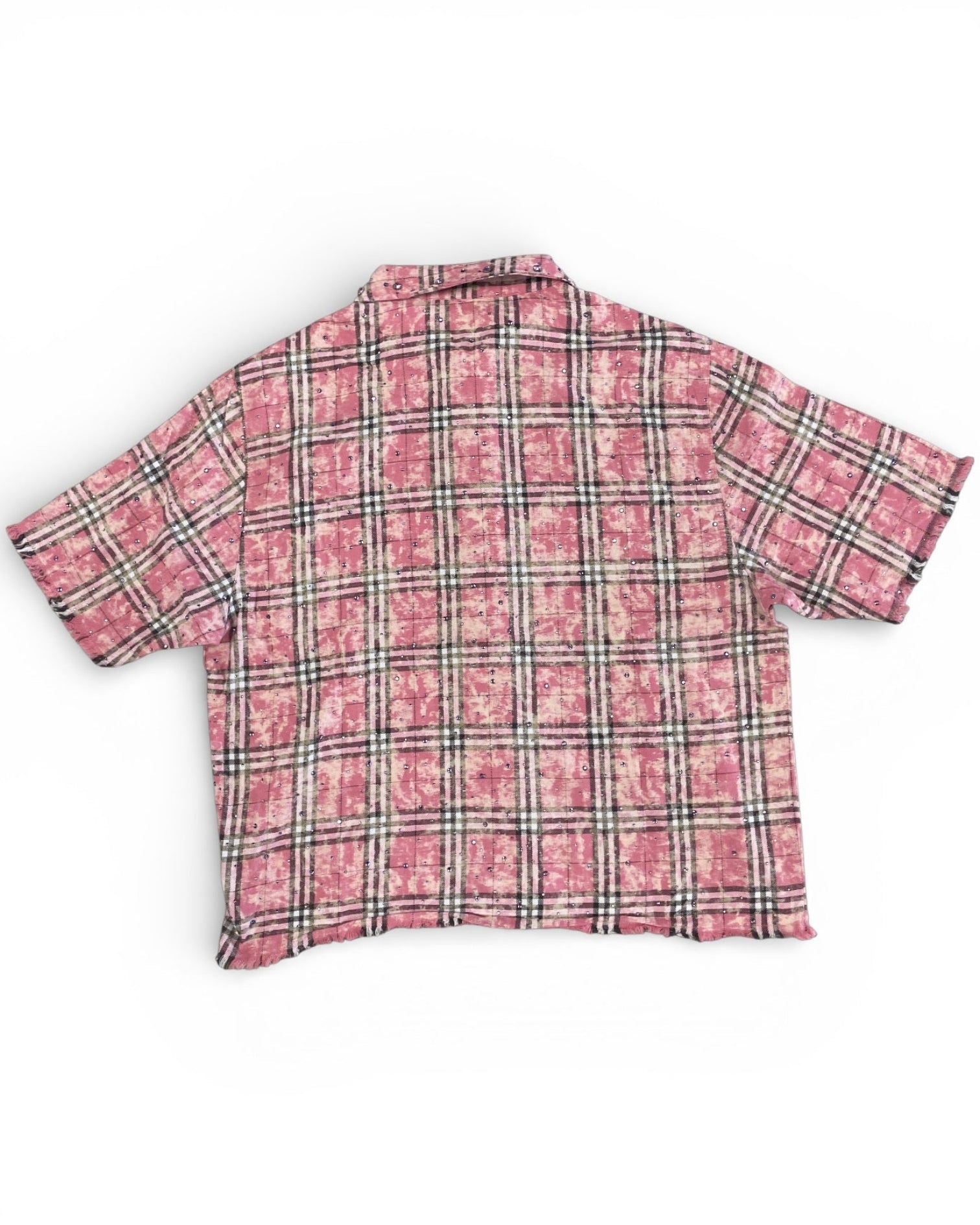 Pink plaid shirt on a white background