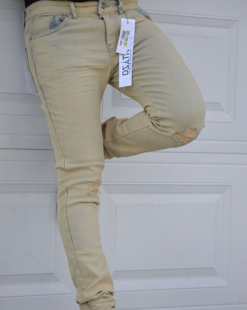 Ripped Knee Slim Jean In ice tint