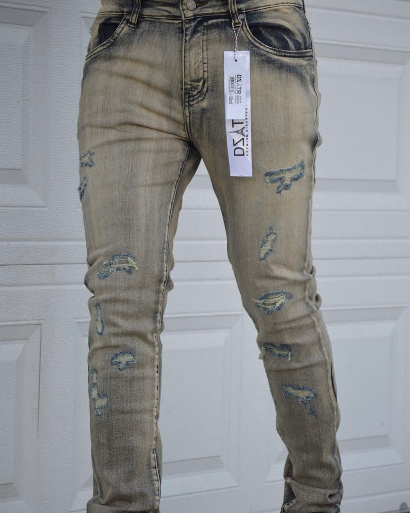 Dzstar Ripped Vintage Stretch Jeans for men