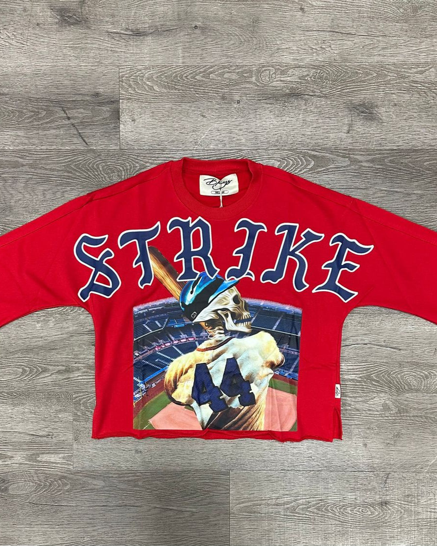 BKYS STRIKE FRENCH TERRY CROP TEE IN RED