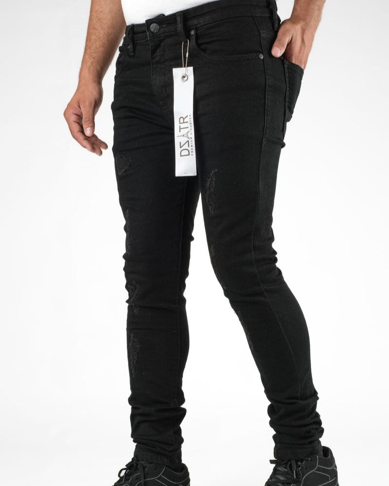 Dzstar super stretch ripped jeans in black