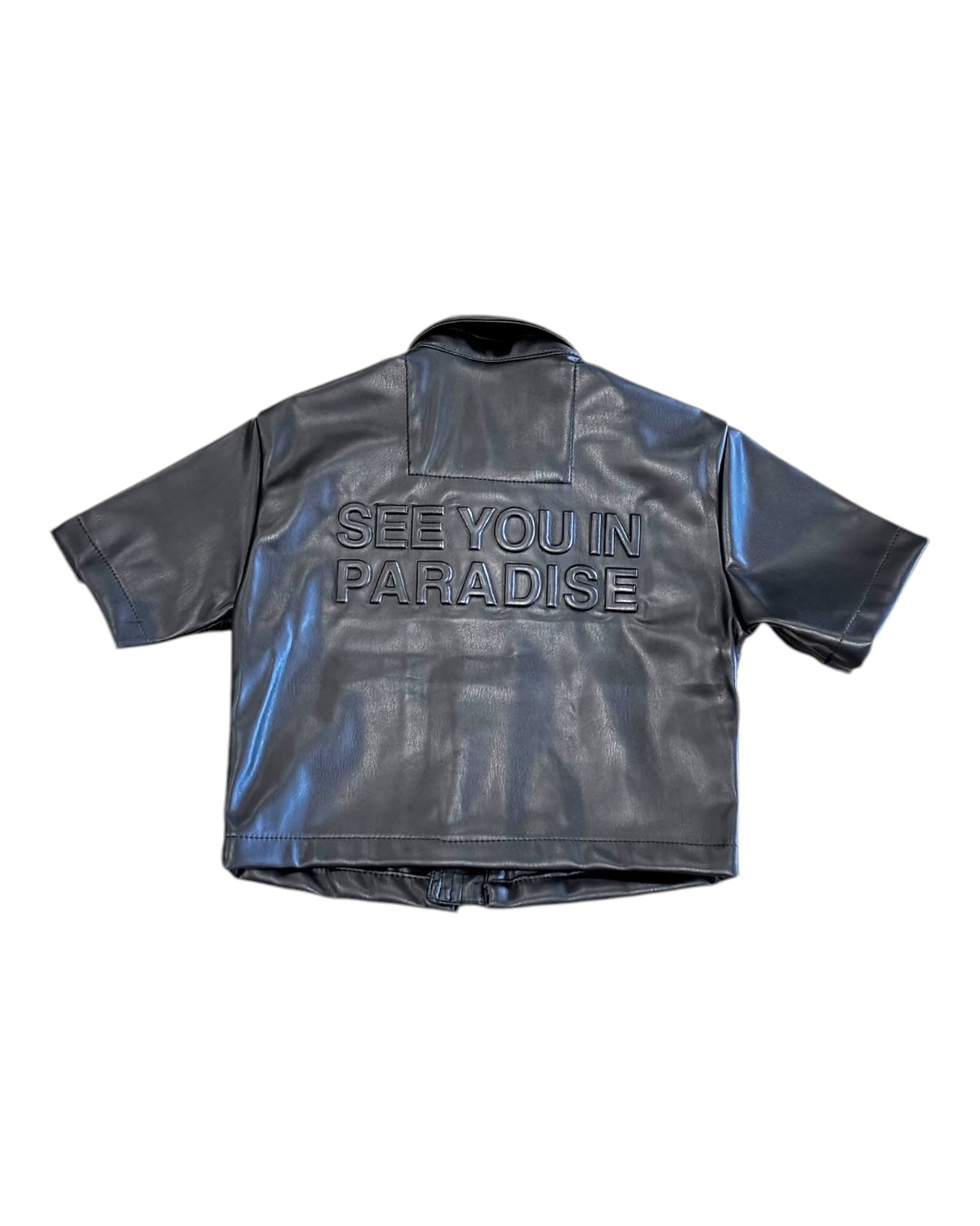 Jordan Craig toddlers see you in paradise PU leather shirt in black