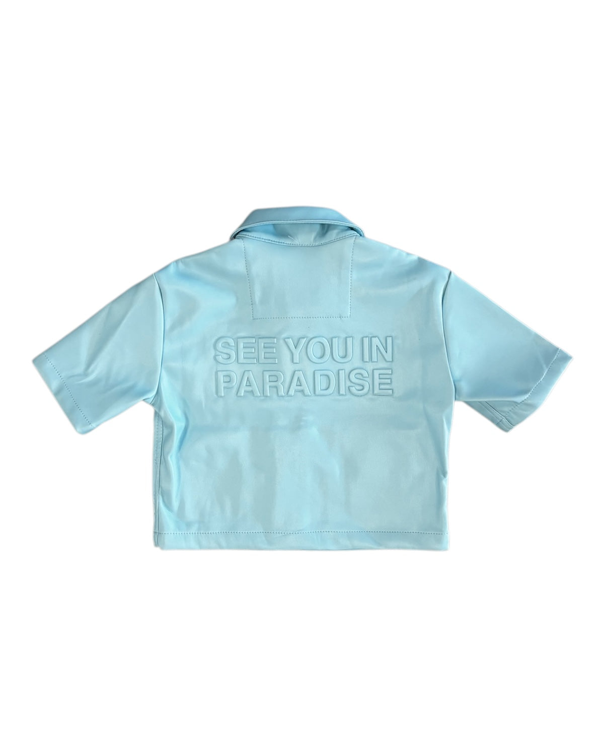 Jordan Craig toddlers see you in paradise PU leather shirt in sky blue