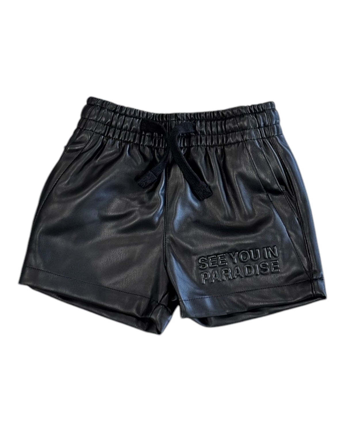 Jordan Craig toddlers see you in paradise PU leather shorts in black