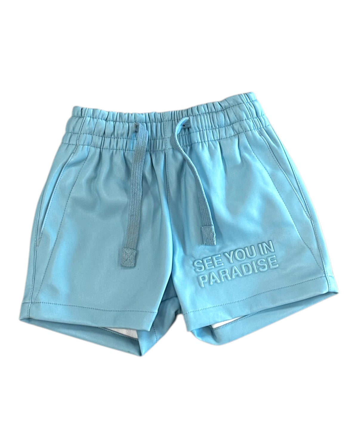 Jordan Craig toddlers see you in paradise PU leather shorts in sky blue