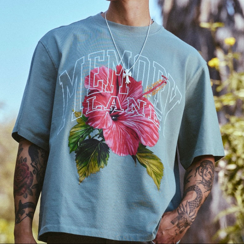 Memory lane slippin' crop tee in sage color