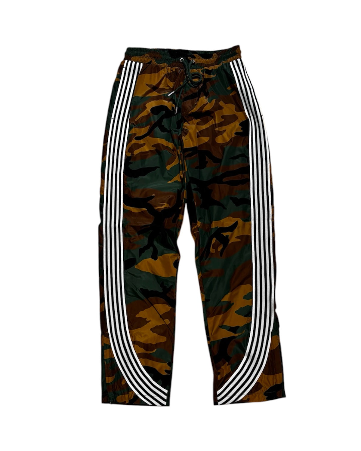 Striped Nylon Relax Pants In camouflage color