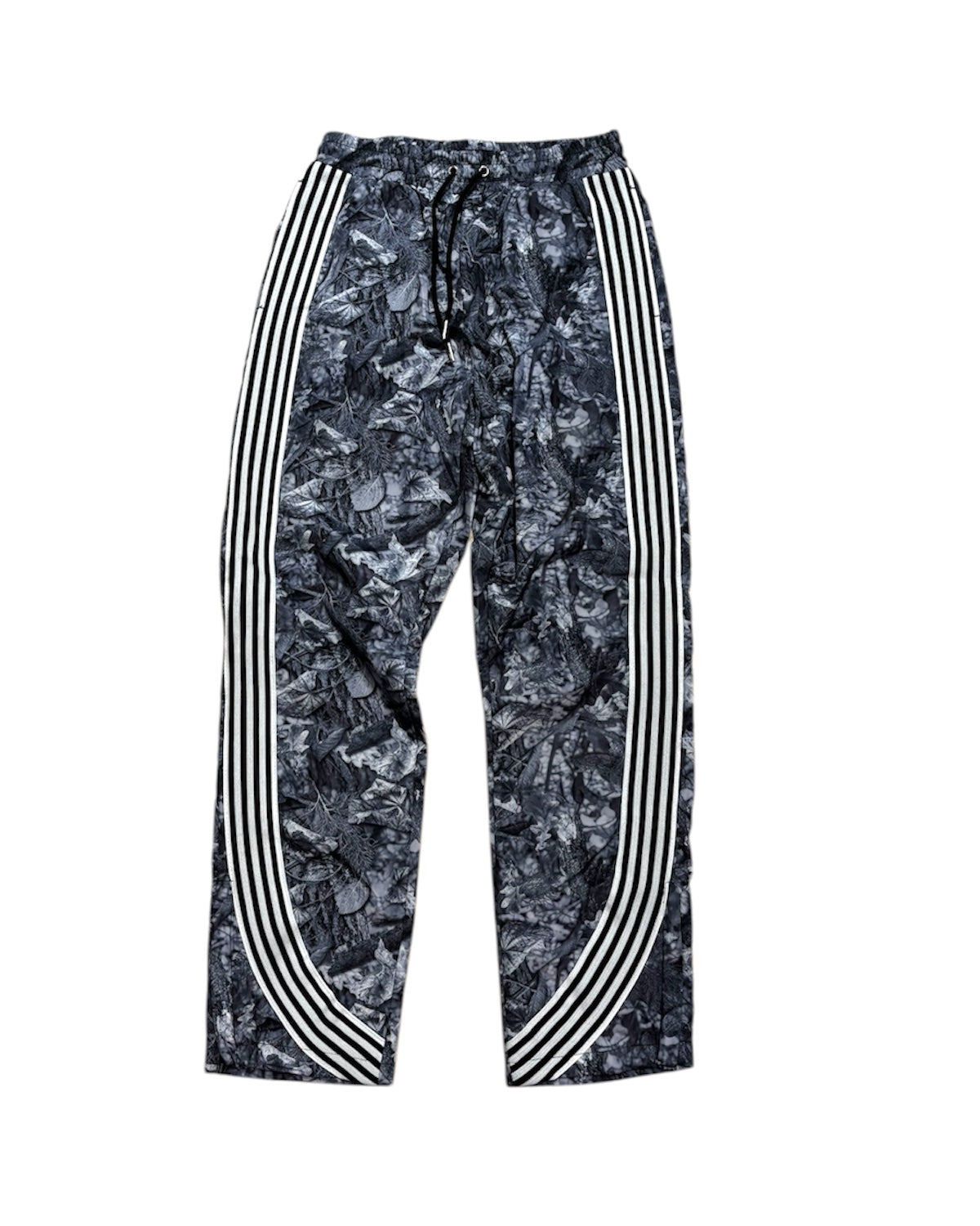 Striped Nylon Relax Pants in Gray Camo Color