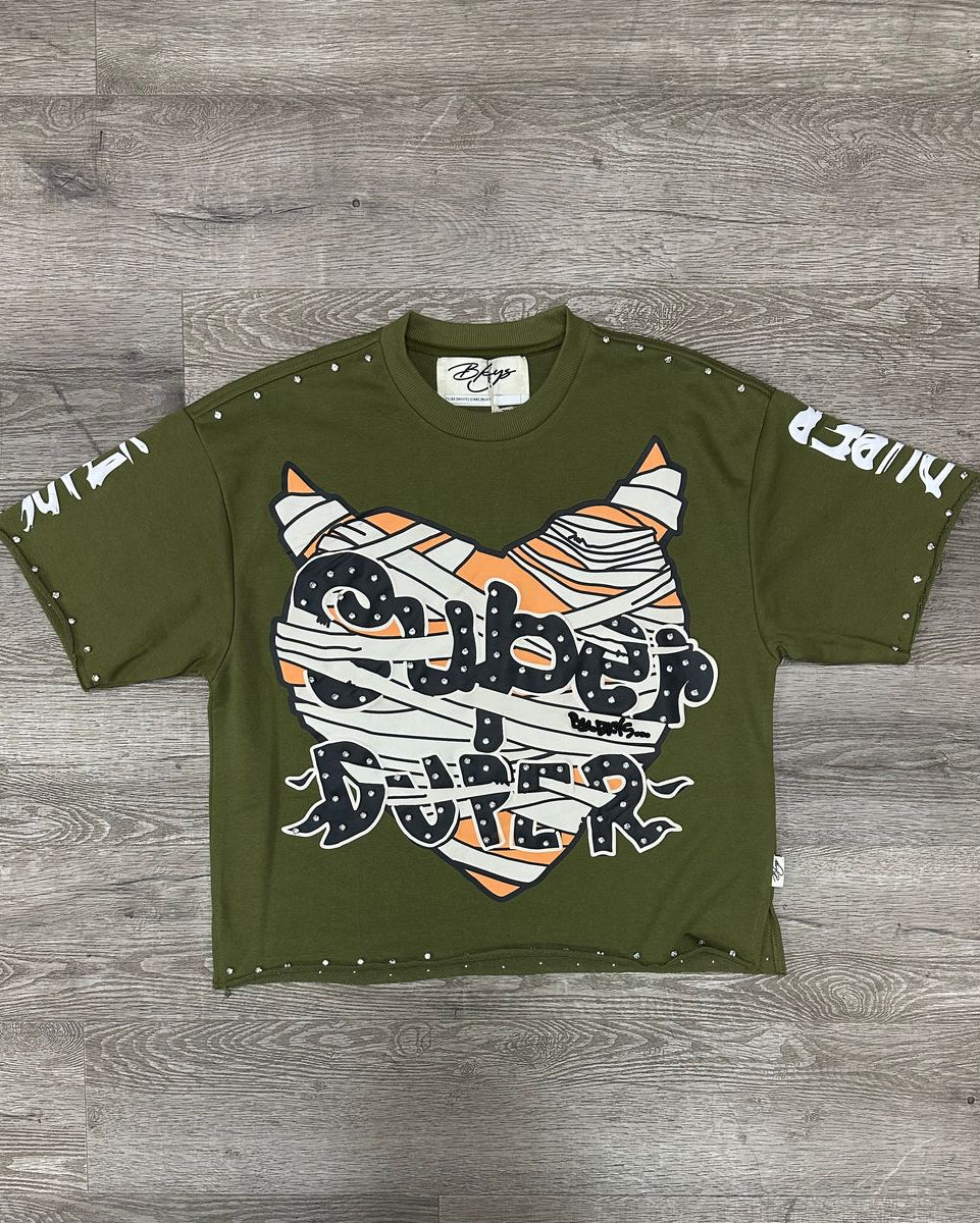 Bkys super duper crop tee in oak color