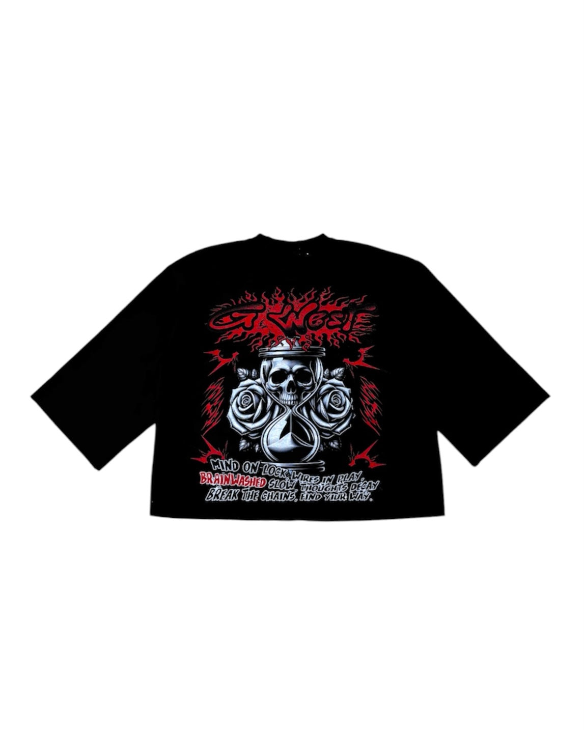 Swayed Oversized Crop Tee In Black Color