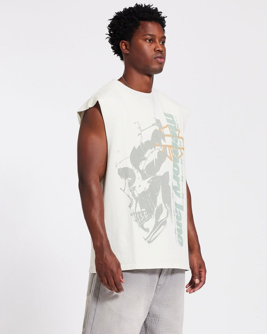 Memory lane T3 blitz sleeveless tee in off-white