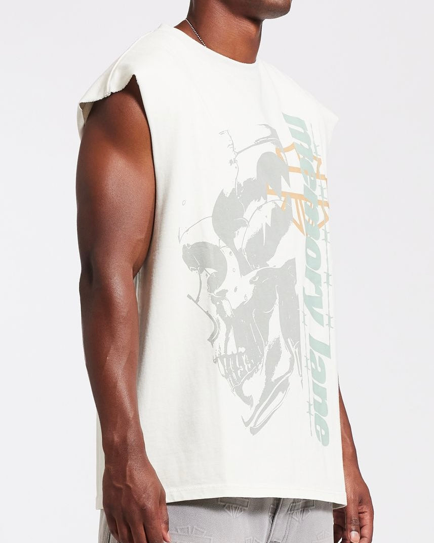 Memory lane T3 blitz sleeveless tee in off-white