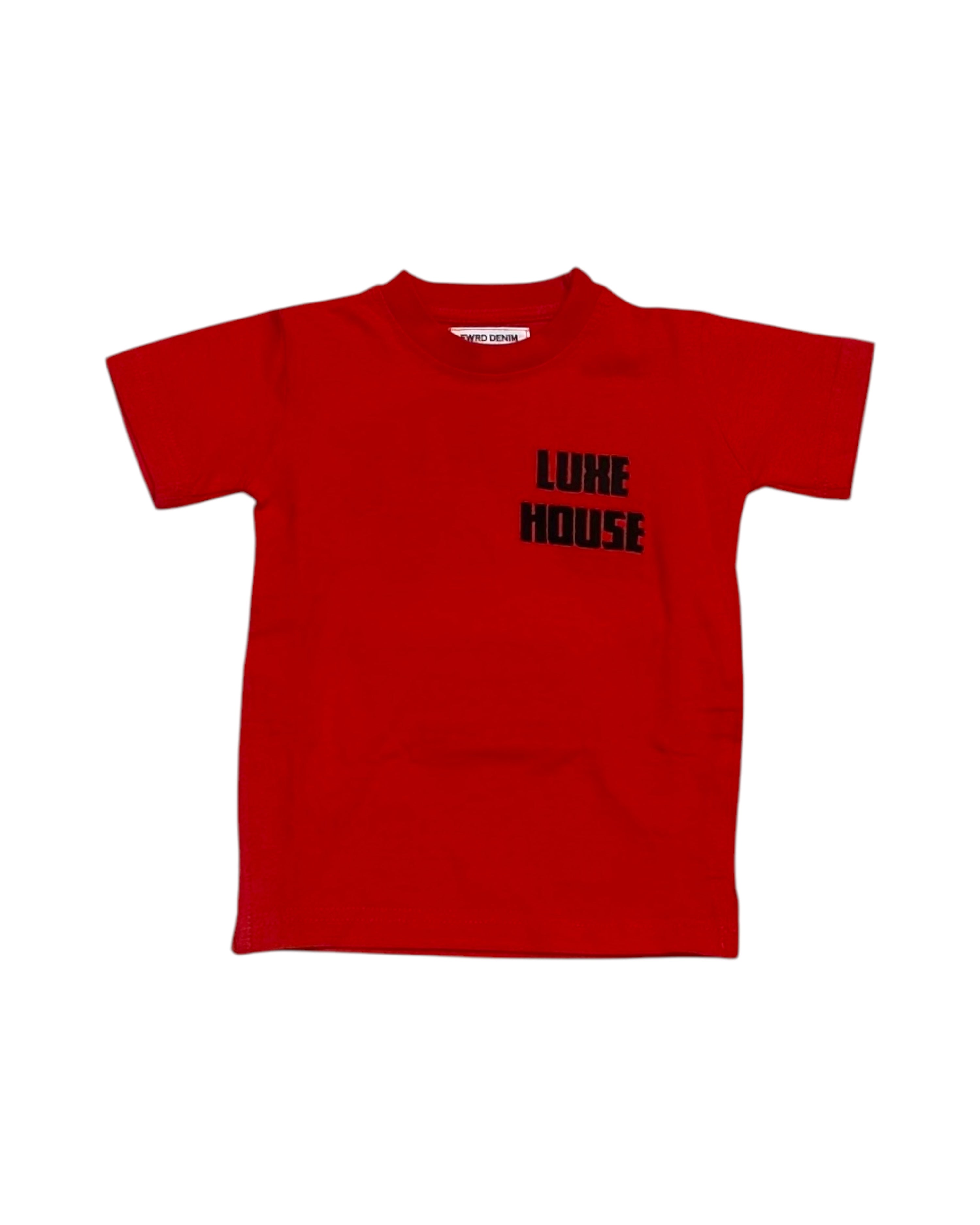 Toddler’s Luxe House Tee In red and black