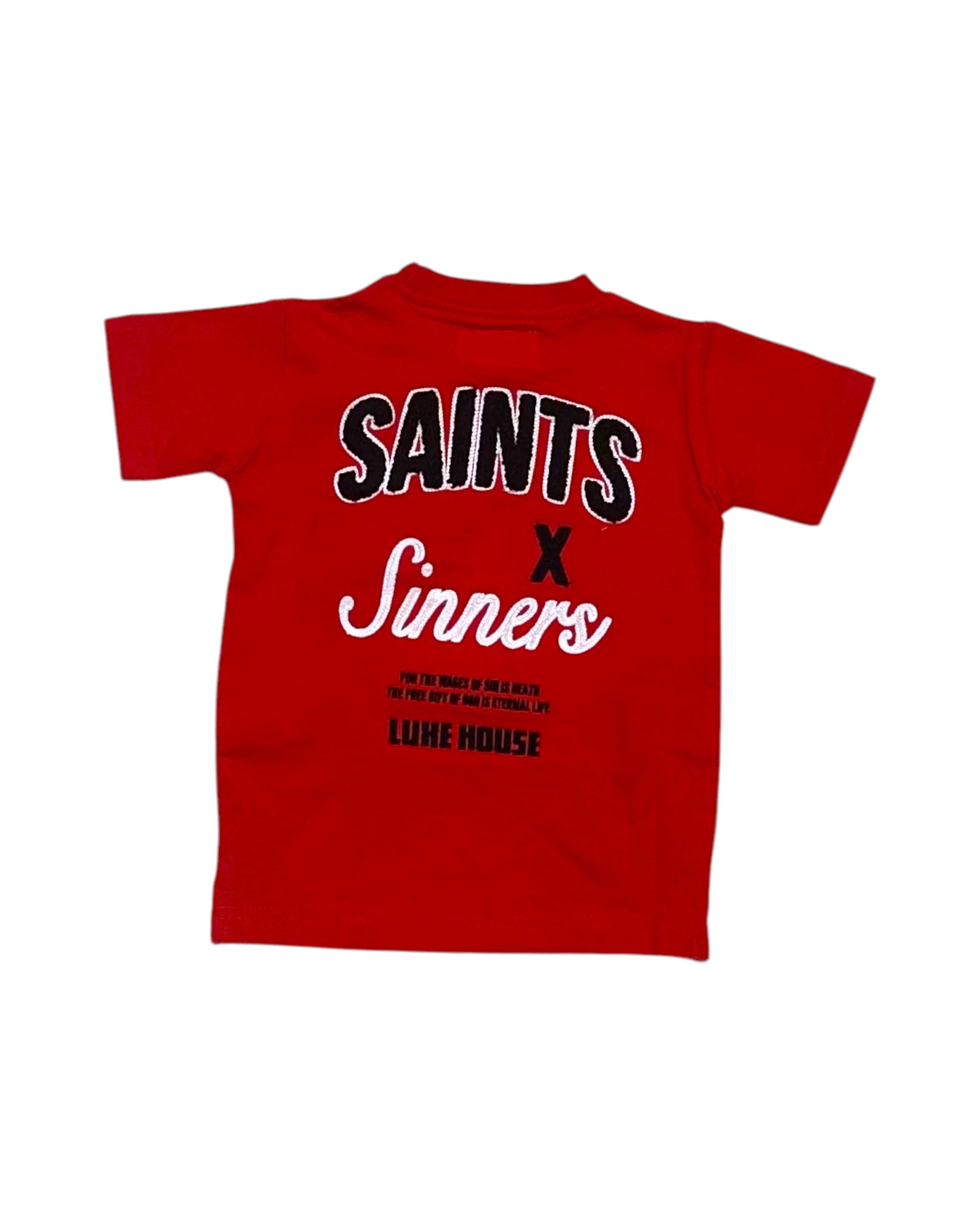 Toddler’s Luxe House Tee In red and black