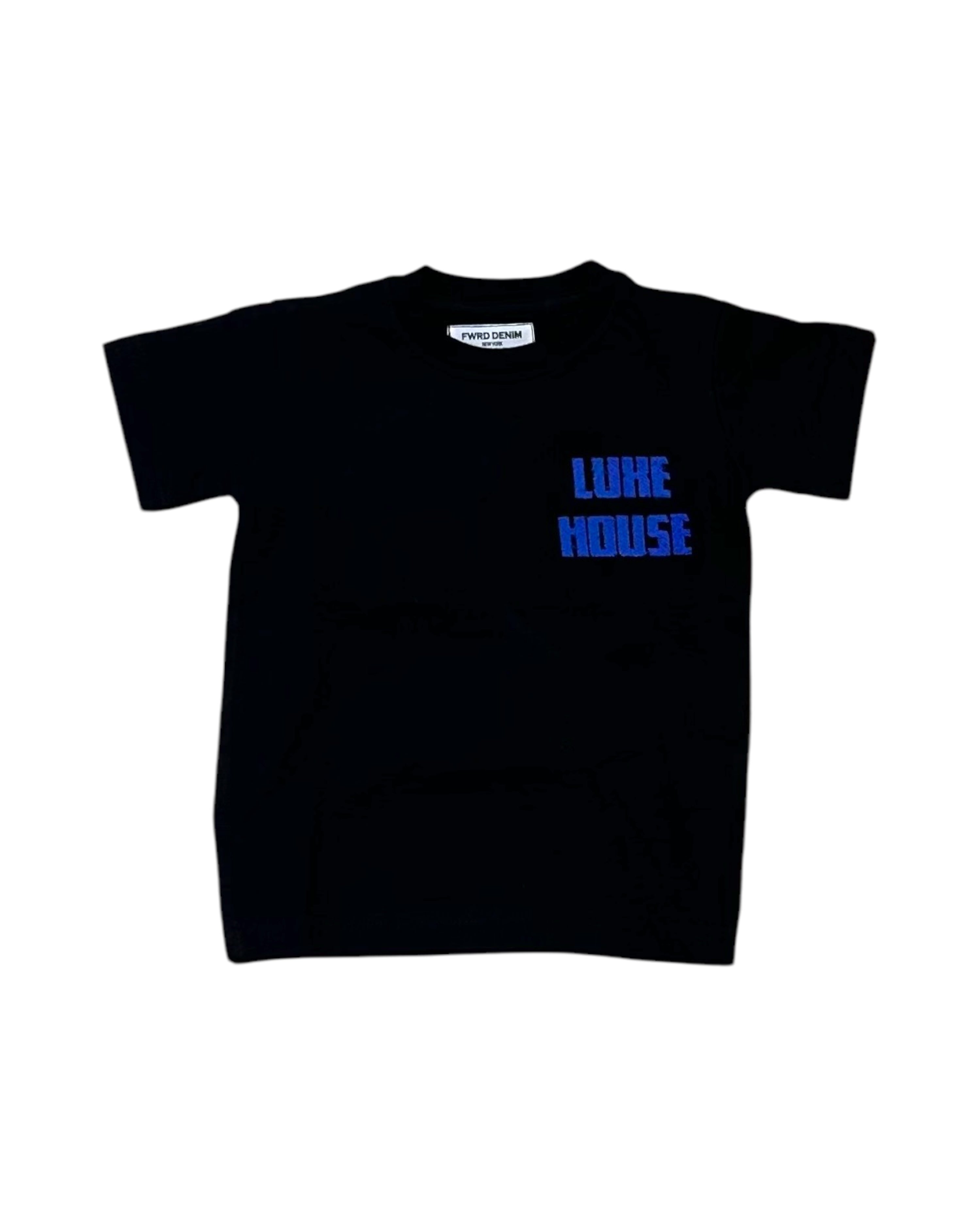 Toddler’s Luxe House Tee In black and blue