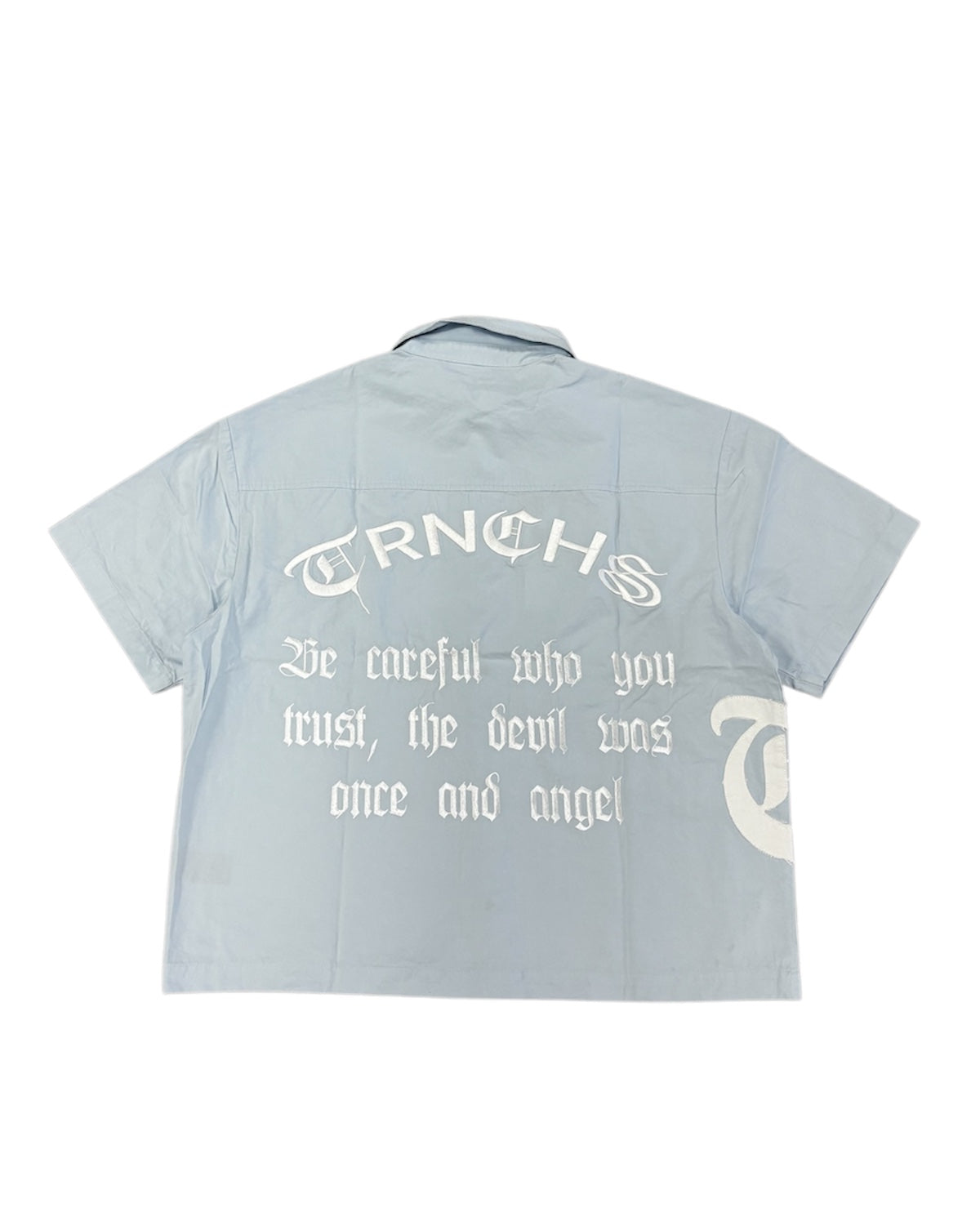 Trust Trnchs Crop Work Shirt in Sky Blue Color