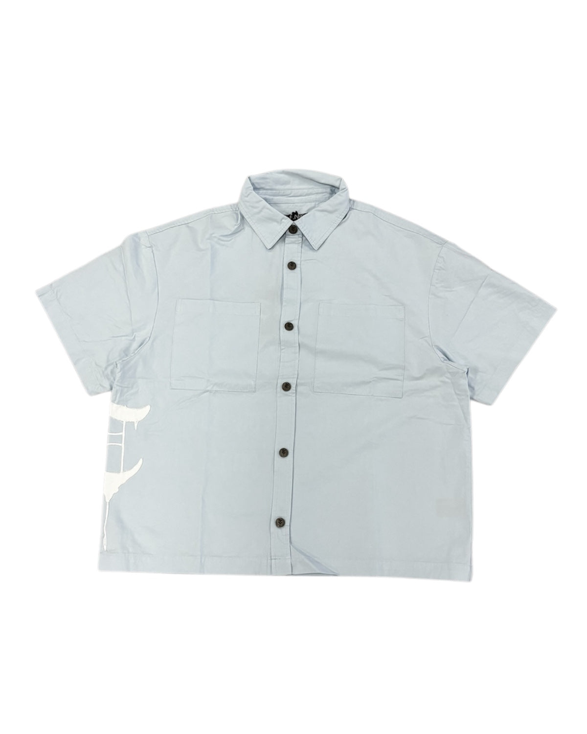 Trust Trnchs Crop Work Shirt in Sky Blue Color