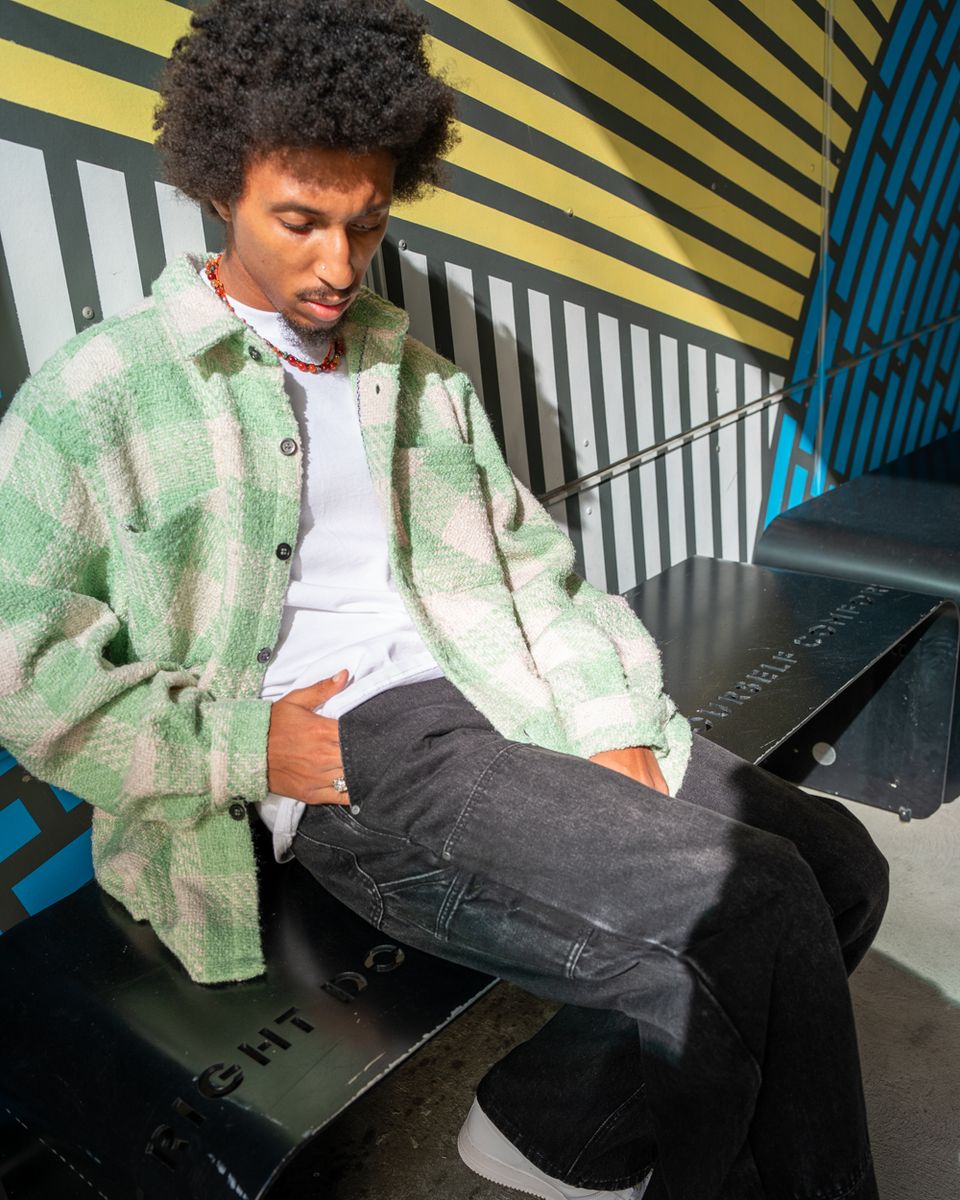 green and white tweed flannel by the brand EPTM