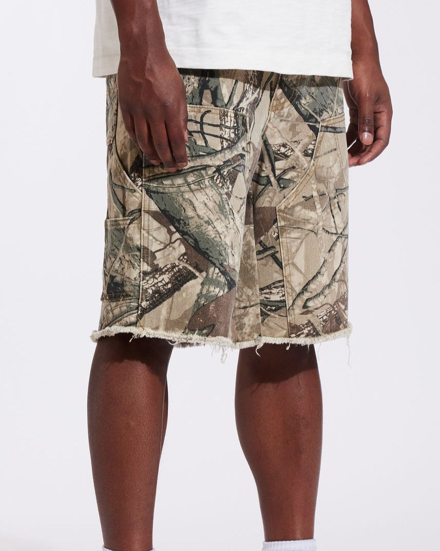 Crysp denim Vince shorts in wood camo