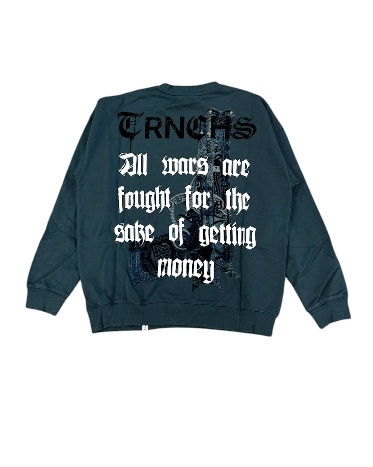 War Money Crewneck in Dirty Blue Color
