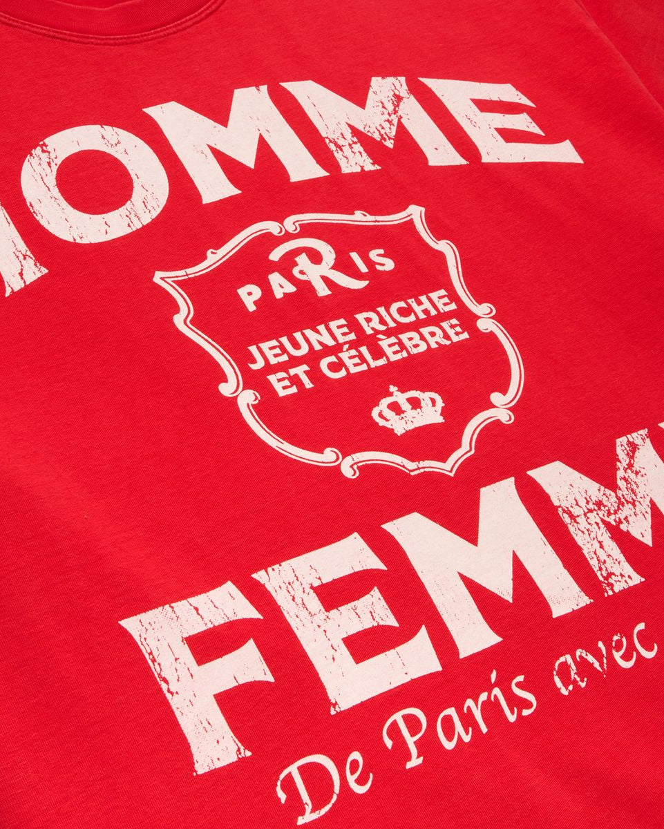 homme femme amour crop tee in red