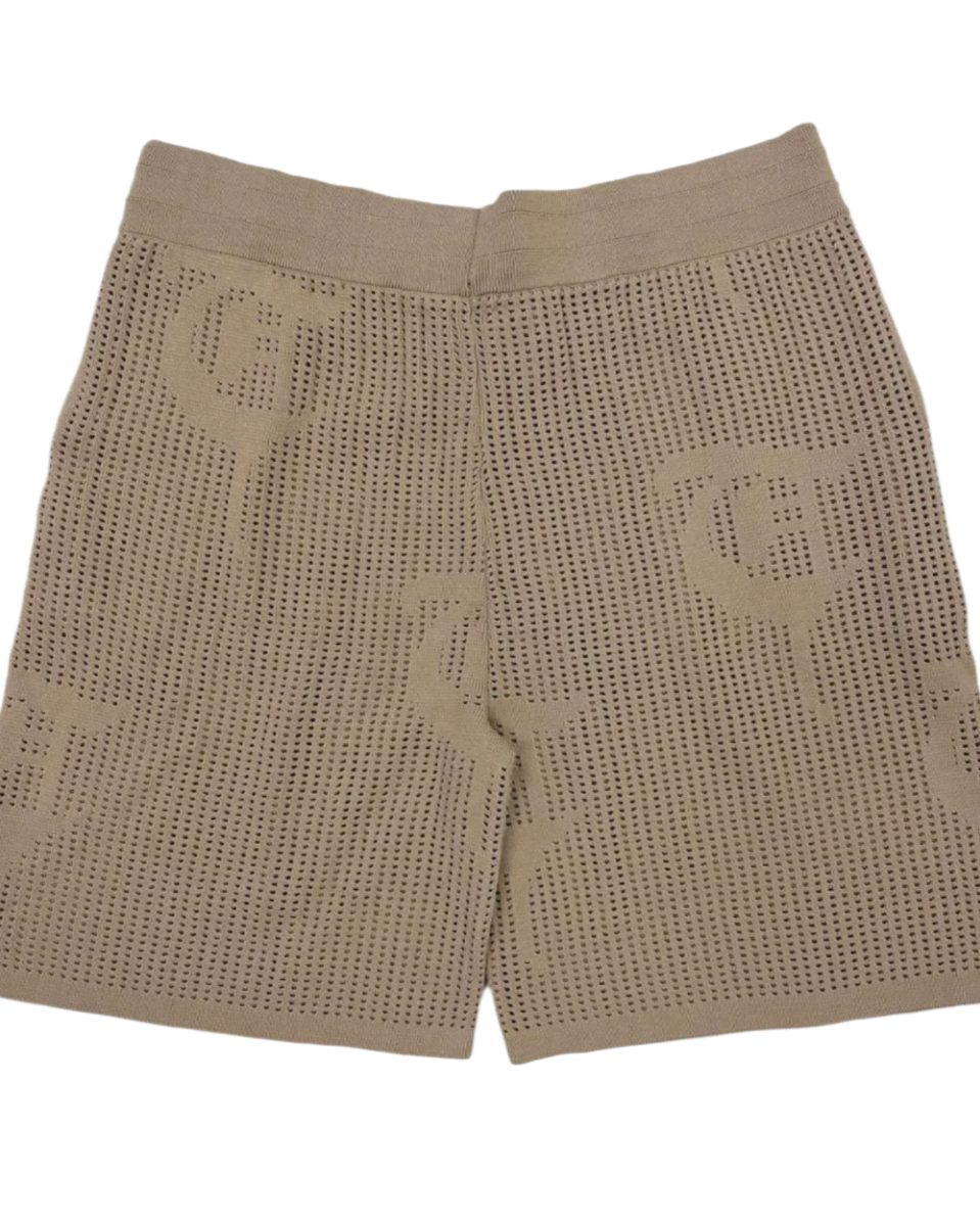 bahr knitted shorts in khaki by trnchs