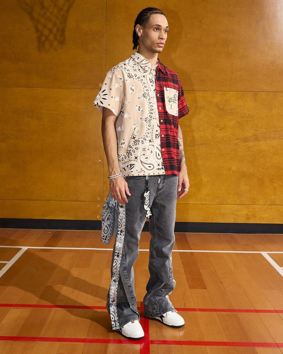 hyde park bandana breakaway baggy jeans in grey