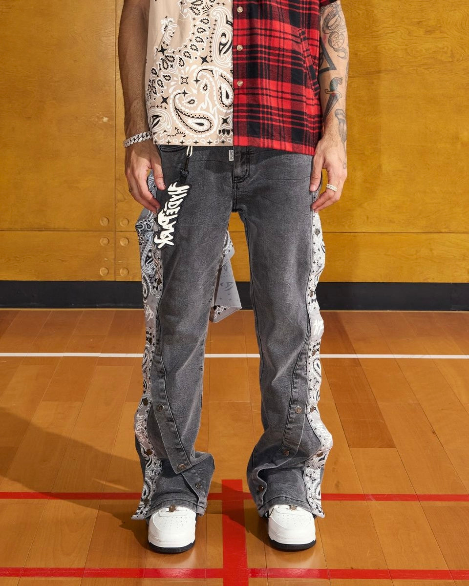 hyde park bandana breakaway baggy jeans in grey