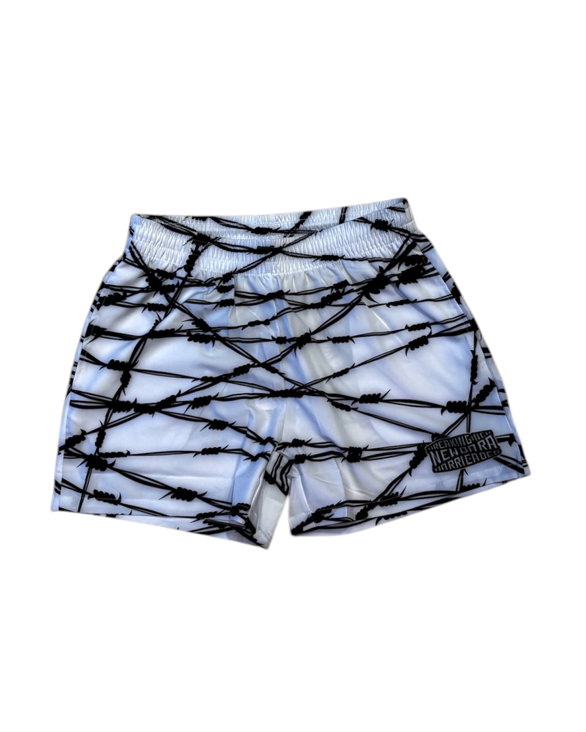 new bara barbed wire nylon shorts in white