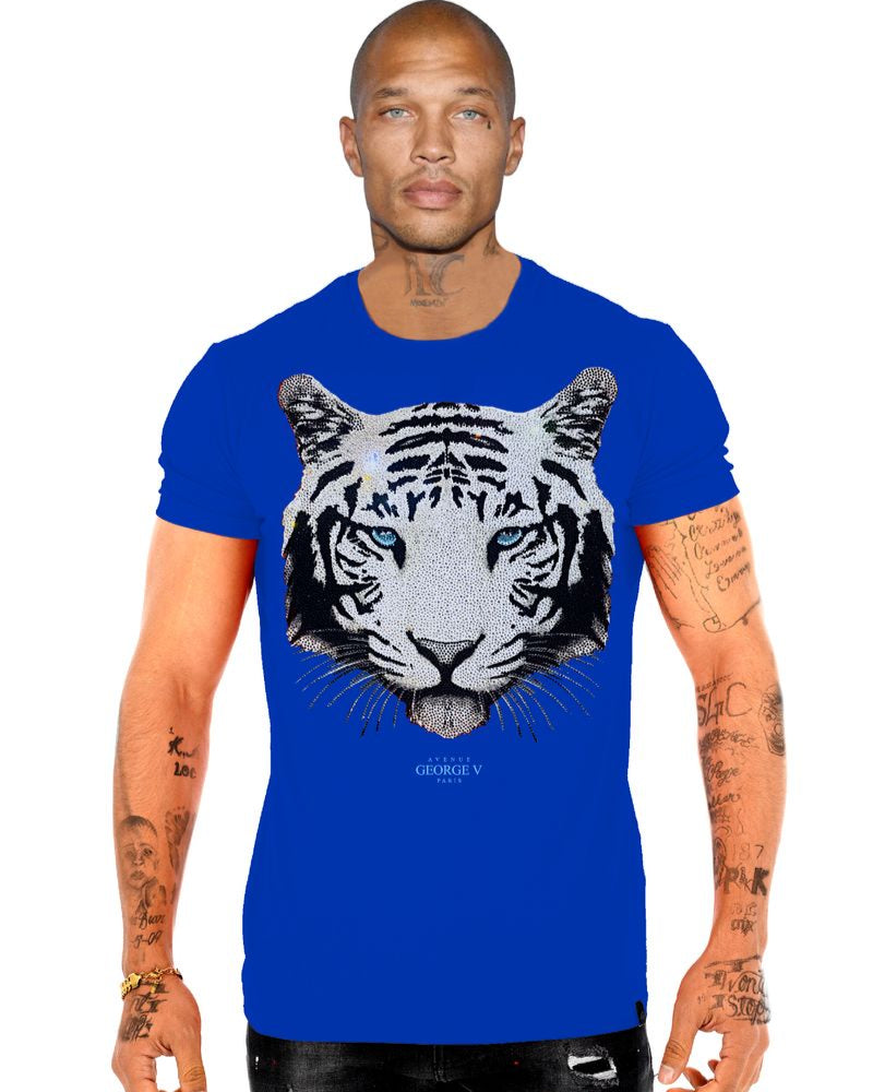 George V blue eyed tiger tee in royal blue